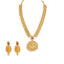 22K Yellow Gold Diamond Necklace & Earrings Set W/ 26.22ct Uncut Diamonds, Rubies, Pearls & Large Laxmi Pendants - Virani Jewelers