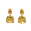 22K Yellow Gold Diamond Necklace & Jhumki Drop Earrings Set W/ 18.77ct Uncut Diamonds, Rubies, Emeralds, Laxmi Kasu & Large Eyelet Pendant - Virani Jewelers
