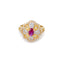 22K Yellow Gold Cubic Zirconia Ring W/ Centered Ruby Stone