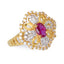 22K Yellow Gold Cubic Zirconia Ring W/ Centered Ruby Stone