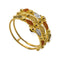 22K Yellow Gold Multi Strand Ring W/Hand Painted & Crafted Beads