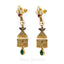 22K Yellow Gold Jhumki Drop Earrings W/ Pearl, Ruby & Cubic Zirconia Stones