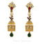 22K Yellow Gold Jhumki Drop Earrings W/ Pearl, Ruby & Cubic Zirconia Stones
