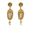 22K Yellow Gold Jhumki Drop Earrings W/ Hanging Link Tassels