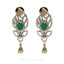 0.86 CT Floral Diamond Drop Earrings in 18K Yellow Gold W/ Centered Emerald Stone - Virani Jewelers