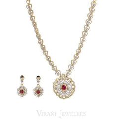 15.65 CT Diamond Necklace and Earring Set W/ Heart Shaped Chain Link - Virani Jewelers