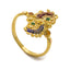 22K Yellow Gold Peacock Ring W/ Semi Precious Stones & Hand Paint Finish