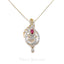 1.46 CT Round Brilliant Diamond Ruby Pendant and Earrings Set in 18K Yellow & White Gold - Virani Jewelers