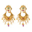 22K Yellow Gold Chandbali Earrings w/ Gems, CZ & Pearls (19.6gm)