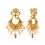22K Yellow Gold Chandbali Earrings w/ Gems, CZ & Pearls (19.6gm)