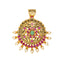 22K Yellow Gold, Gem & Pearl Round Pendant (10.2gm)