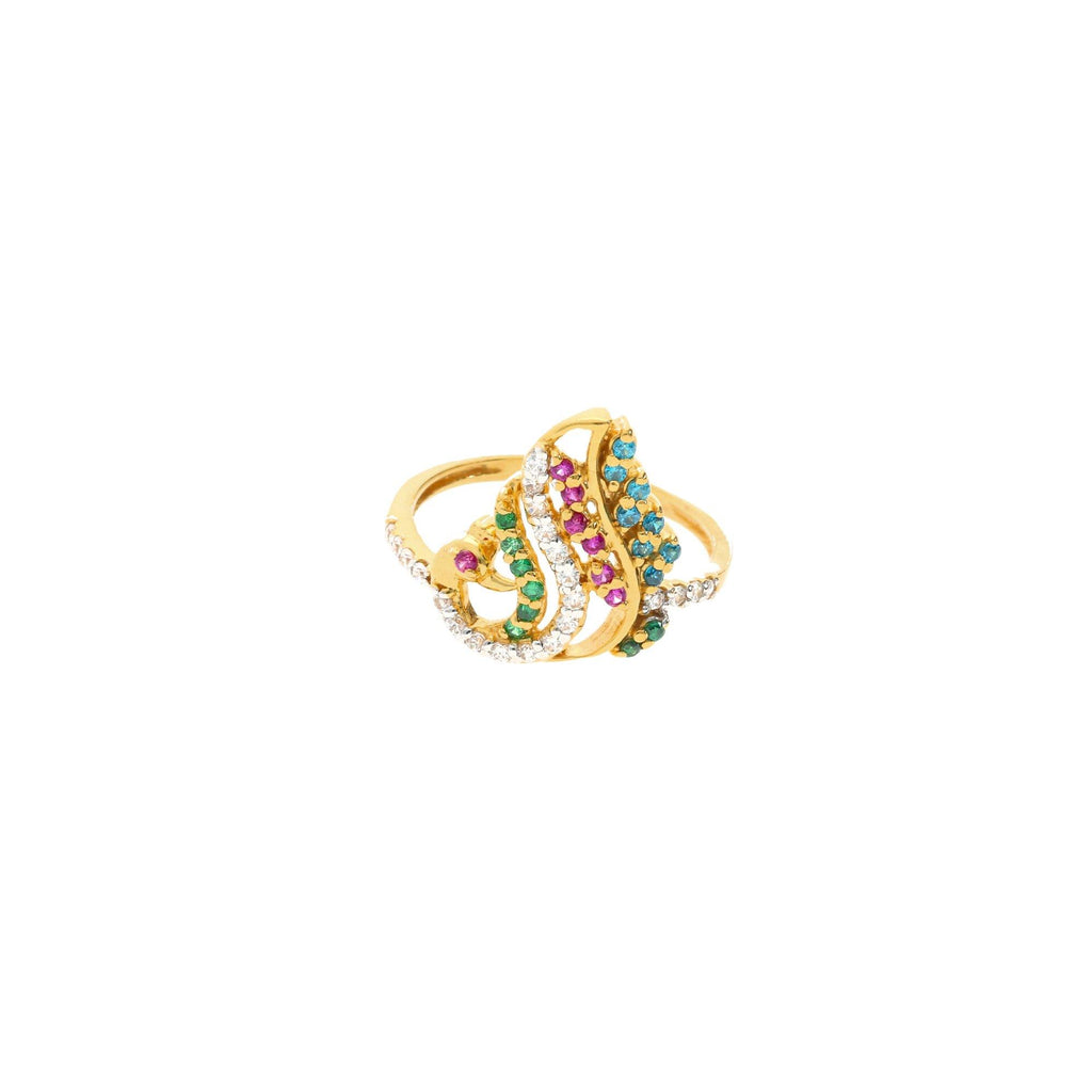 22K Gold & Gemstone Elegant Peacock Ring - Virani Jewelers |
This elegant 22k gold ring's colorful peacock design holds great meaning within Indian culture...