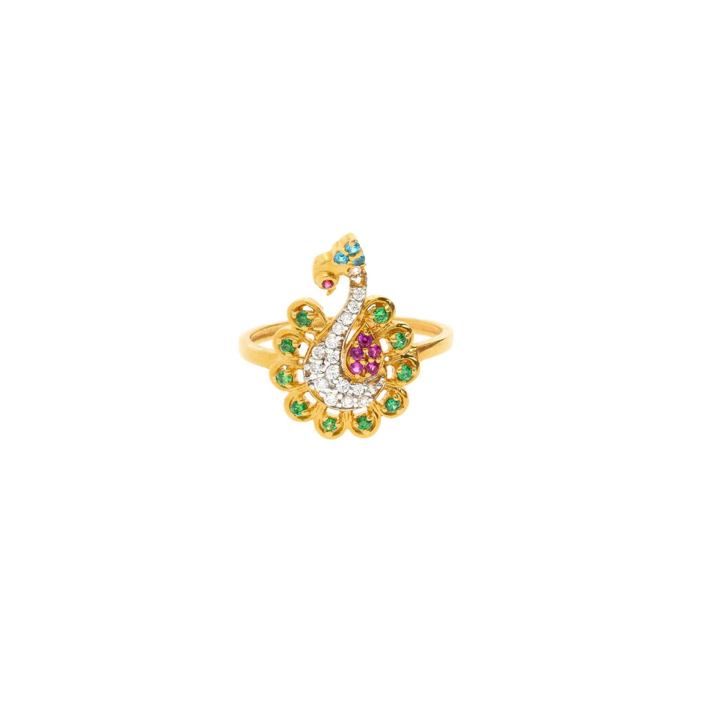 22K Gold & Gemstone Radiant Peacock Ring - Virani Jewelers |
The stunning 22K Gold & Gemstone Radiant Peacock Ring is a one of a kind Virani Jewelers d...