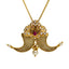 22K Yellow Gold Tiger Nail Pendant W/ CZ, Rubies, Pearls & Peacock Accents - Virani Jewelers