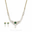 1.90CT Diamond Necklace & Earrings W/Oval Cut Emerald & Pearl - Virani Jewelers