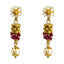 22K Yellow Gold Beaded Floral Statement Necklace & Earrings Set W/ Rubies, Pearls, & Cubic Zirconia - Virani Jewelers