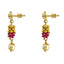 22K Yellow Gold Beaded Floral Statement Necklace & Earrings Set W/ Rubies, Pearls, & Cubic Zirconia - Virani Jewelers