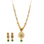 22k Antique Gold Teardrop Pendant Necklace & Earrings Set W/ Ruby, Emerald, & Pearl - Virani Jewelers
