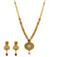 22K Yellow Gold Necklace & Earrings Set W/ Kundan, Emeralds, Rubies & Artisanal Accent Chain - Virani Jewelers