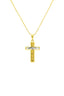 22K Yellow & White Gold Textured Classic Cross Pendant - Virani Jewelers