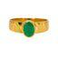 22K Yellow Gold Men's Ring W/ Emerald & Faceted Band - Virani Jewelers