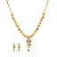22K Yellow Gold Beaded Necklace & Earrings W/ Cubic Zirconia, Ruby, & Emerald Stones - Virani Jewelers