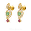 22K Yellow Gold Beaded Necklace & Earrings W/ Cubic Zirconia, Ruby, & Emerald Stones - Virani Jewelers