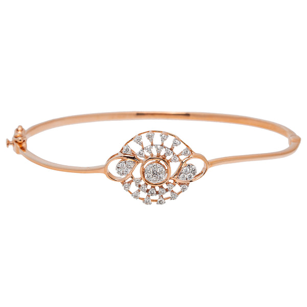 18K Rose Gold & 0.43ct Diamond Bangle (7.7gm) | 
Elevate your jewelry collection with this stunning 18k rose gold and diamond Indian gold bangle ...