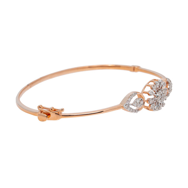 18K Rose Gold & 0.46ct Diamond Bangle (8.3gm) | 
Elevate your style with this beautiful 18k rose gold and diamond Indian gold bangle from Virani ...