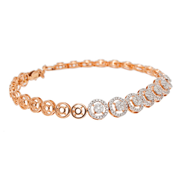 18K Rose Gold & 0.89ct Diamond Bracelet (13.5gm) | 
Adorn your wrist with the captivating beauty of this 18k rose gold and diamond Indian gold brace...