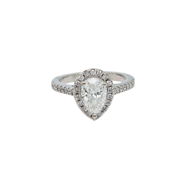 18K White Gold & 1.6ct Diamond Ring (3.1gm) | This 18K white gold teardrop diamond engagement ring from Virani Jewelers is perfect for a diamon...