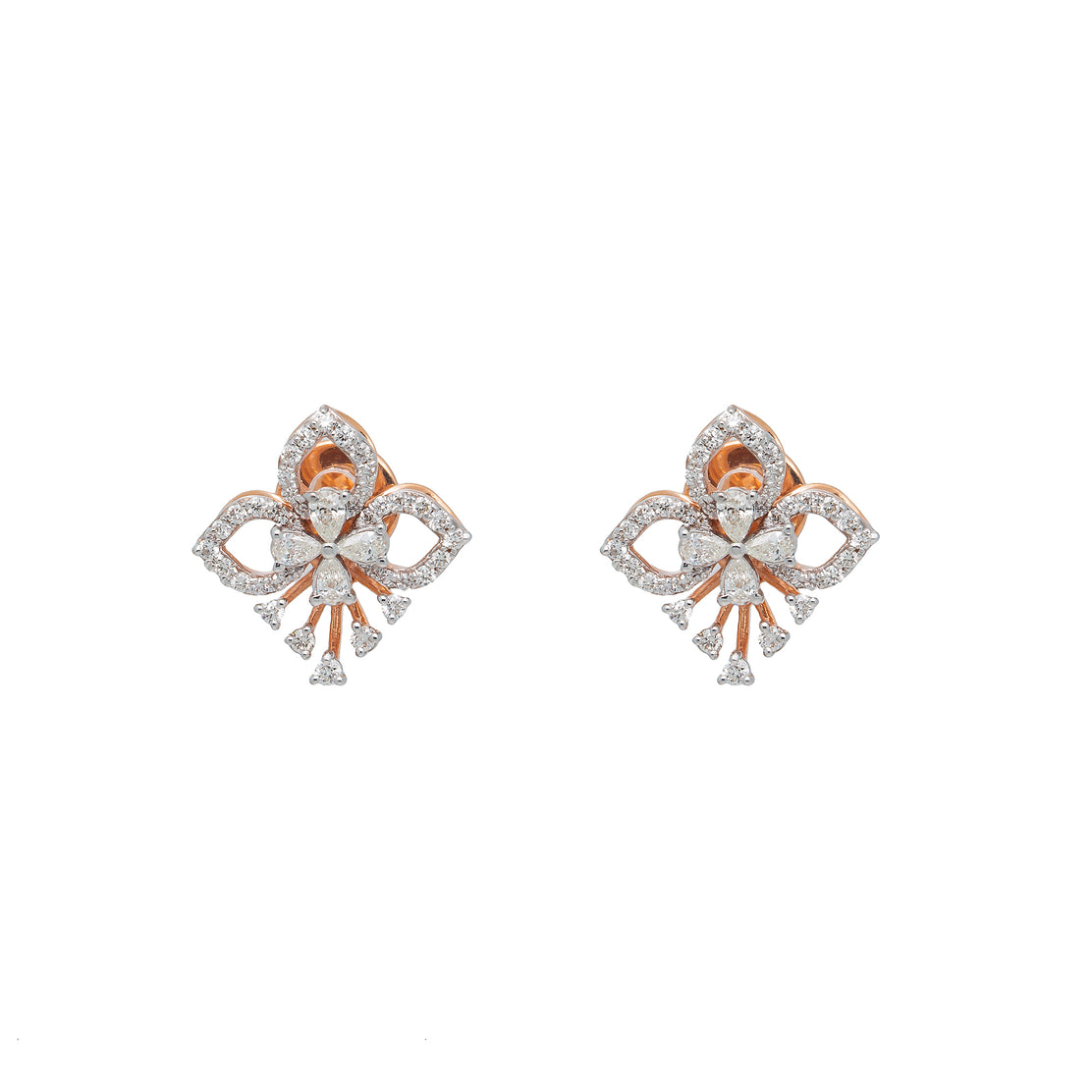 Daisy diamond Stud Earring In 18K Rose Gold | Fascinating Diamonds