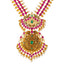 22k Yellow Gold, Emerald, Ruby, & Pearl Temple Necklace Set  (132.2gm)