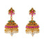 22k Yellow Gold, Emerald, Ruby, & Pearl Temple Necklace Set  (132.2gm)