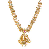 22k Yellow Gold Temple Necklace Set  w/ Gemstones & Pearls (130.6gm) | 


Virani Jewelers invites you to indulge in symphony of cultural elegance with this 22k gold nec...