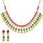 22k Antique Gold, Emerald & Ruby Temple Necklace Set (90.3gm)