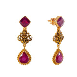 22k Yellow Gold & Ruby Temple Necklace Set (54.8gm) | 


Virani Jewelers presents a gorgeous temple-style 22k gold necklace and earring set, a harmonio...