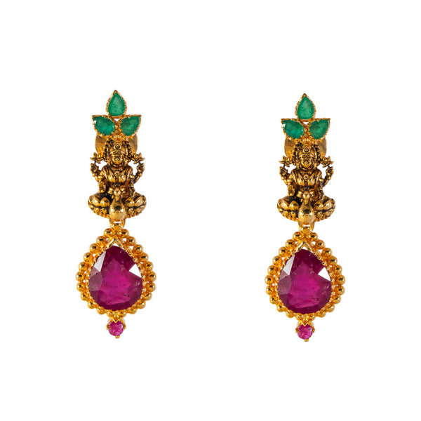 22k Yellow Gold, Emerald & Ruby Necklace Set (76.4gm) | 


Indulge in the allure of Virani Jewelers' 22k gold jewelry with this radiant necklace and earr...