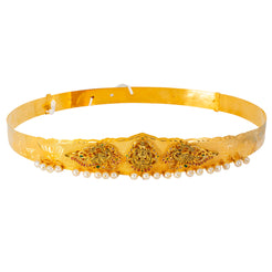 22k Yellow Gold, Gemstone, & Pearl Vaddanam Waist Belt (174.2gm)