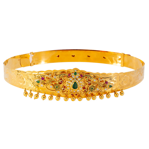 22k Yellow Gold & Gemstone Vaddanam Waist Belt (176.3gm) | 


Virani Jewelers presents a regal masterpiece in the form of a temple-style Vaddanam waist belt...