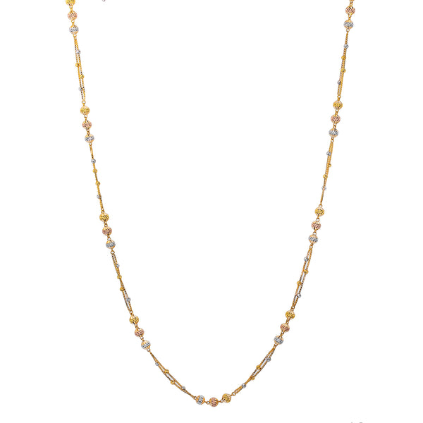 22K Multi-Tone Gold Beaded Chain (19.6gm) | 


Virani Jewelers invites you to adorn yourself with the purest form of elegance – a 22k multi-t...