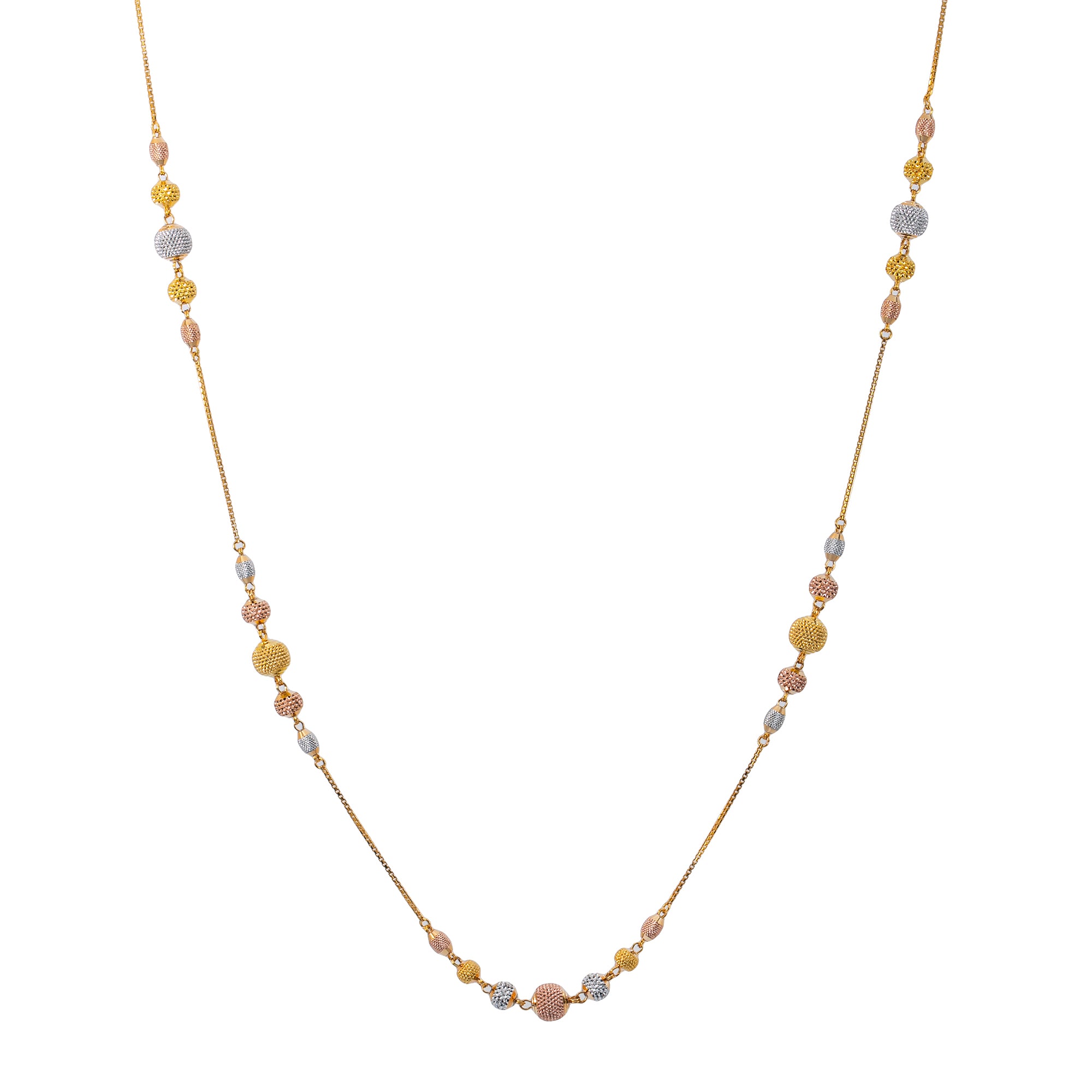 22K Multi-Tone Gold Beaded Chain (22.5gm) – Virani Jewelers