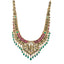 22K Antique Gold, Gemstone, Pearl & CZ Temple Jewelry Set (132.7gm)