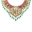 22K Antique Gold, Gemstone, Pearl & CZ Temple Jewelry Set (132.7gm)