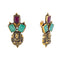 22K Antique Gold, Kundan, Gemstone, Pearl & CZ Temple Jewelry Set (74.1gm)