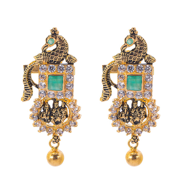 22K Antique Gold, Emerald & CZ Temple Jewelry Set (189.6gm) | 


Embrace divine elegance of Virani Jewelers' traditional jewelry collection with this 22k antiq...