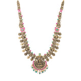 22K Antique Gold, CZ, Ruby, Pearl & Emerald Temple Jewelry Set (87.9gm) | 


Celebrate divine radiance of temple jewelry with Virani Jewelers' 22k antique gold and gemston...
