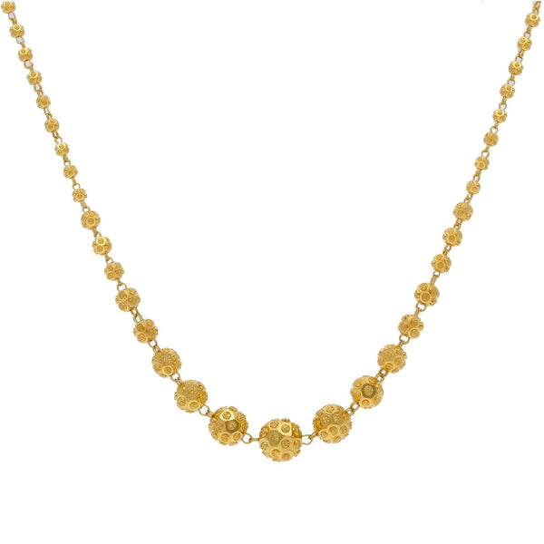 An image of the Shamballa beads on the 22K gold chain from Virani Jewelers. | Accessorize with ease when you shop our 22K gold chains from Virani Jewelers!

Designed with a ho...