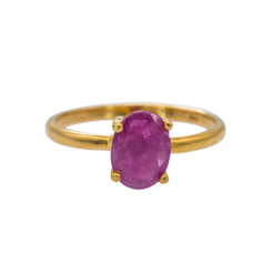 22K Yellow Gold Ruby Ring W/ Prong Set Solitaire Ruby - Virani Jewelers
