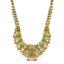 22K Antique Gold Lakshmi Temple Necklace w/ Emeralds, Ruby, CZ & Pearls (53.3gm)